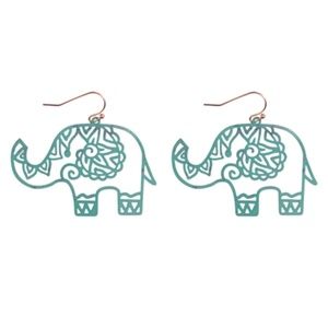 NWT Intricate Filigree Silver Tone Elephant Pierced Dangle Earrings!